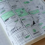 A close-up of graphics drawn in a notebook