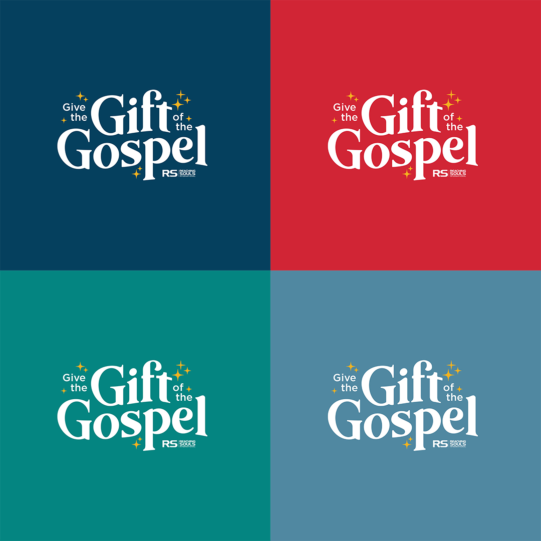 "Give the Gift of the Gospel" logo designs in different colors