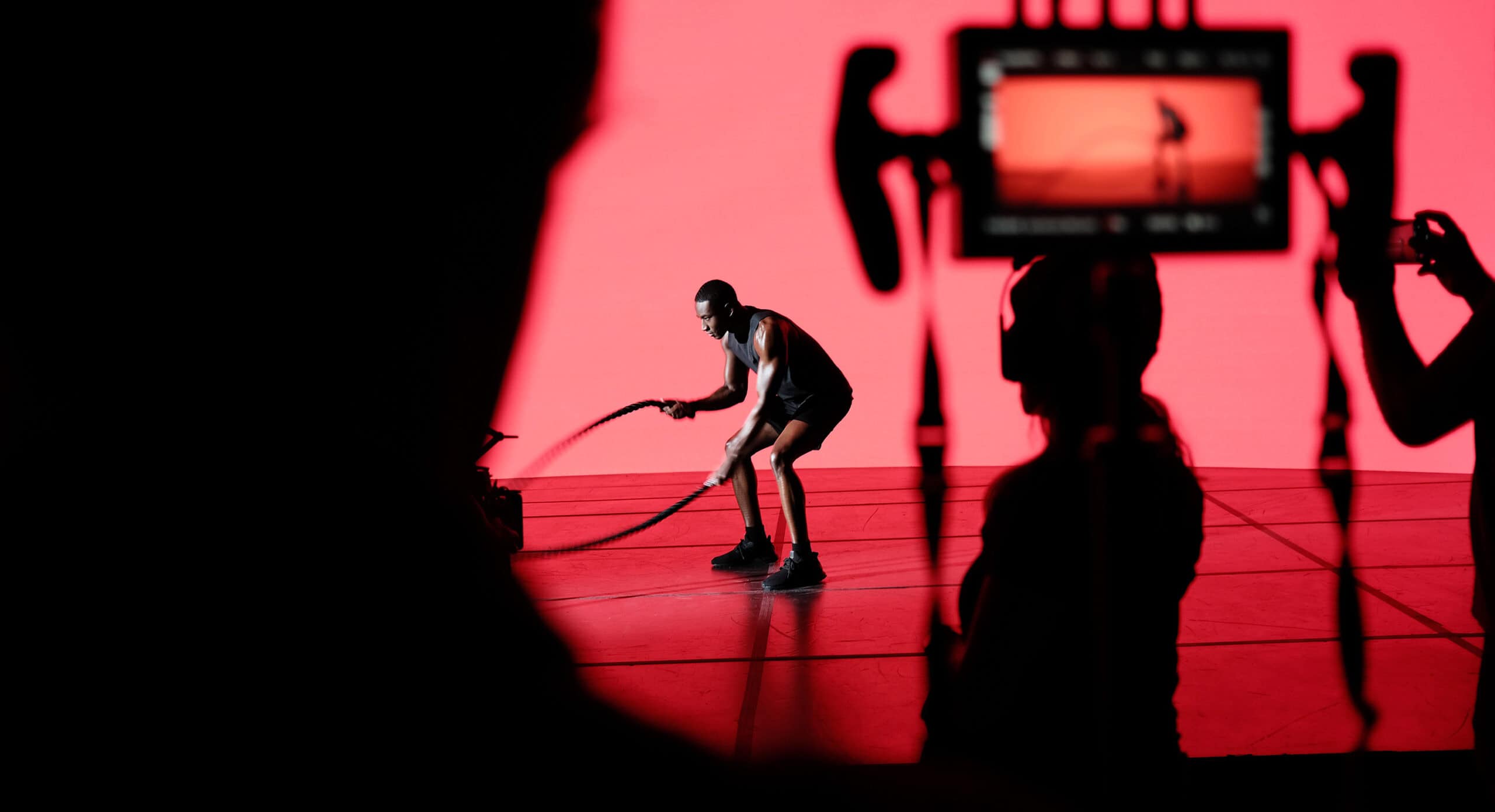 An athlete working out on the AvKare video shoot